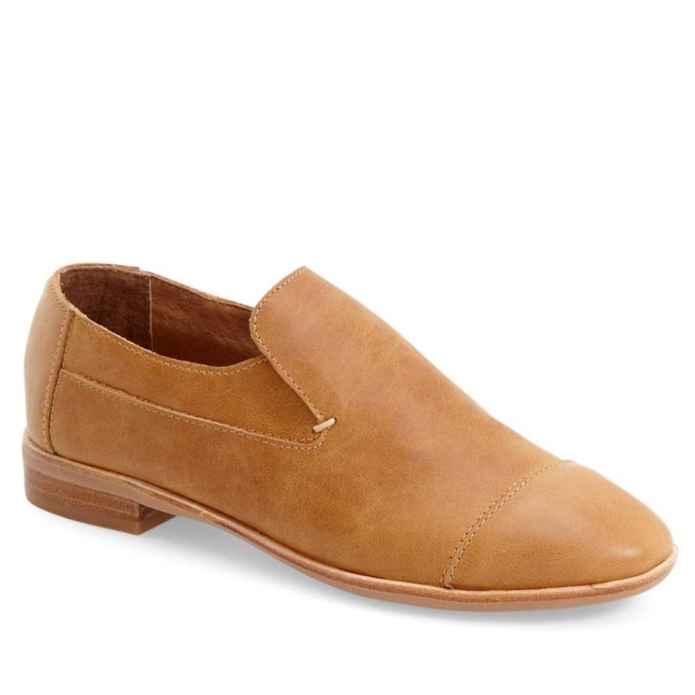 NEW Jeffrey Campbell tan leather slip on loafer - Picture 1 of 10